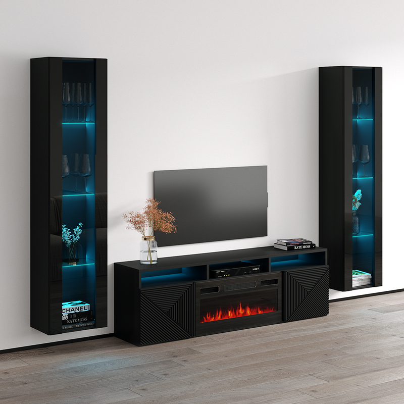 Giza BL-EF Floating Fireplace Entertainment Center - Meble Furniture