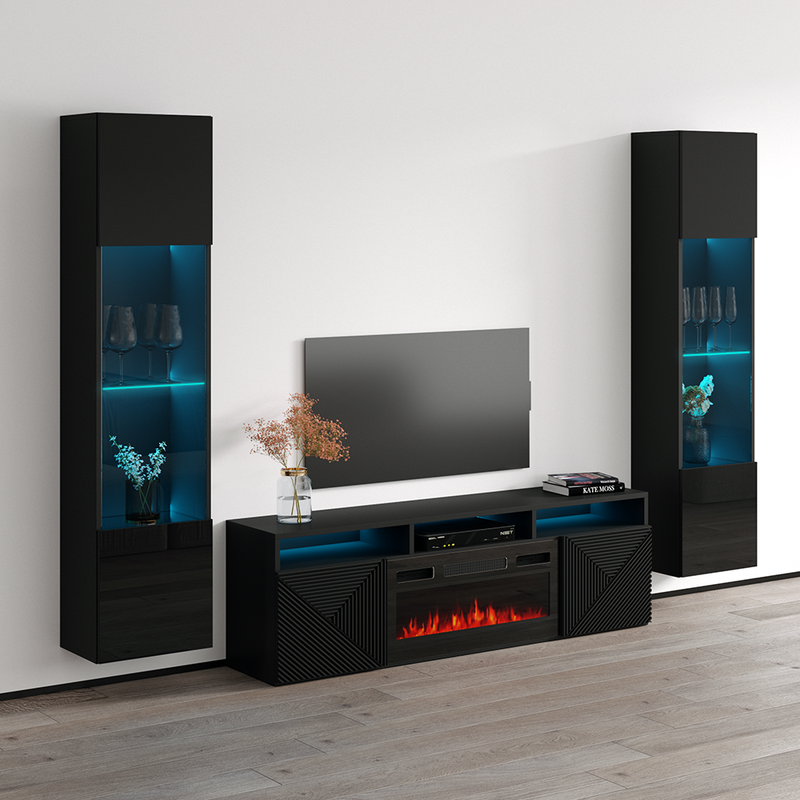 Giza BL-EF Floating Fireplace Entertainment Center - Meble Furniture