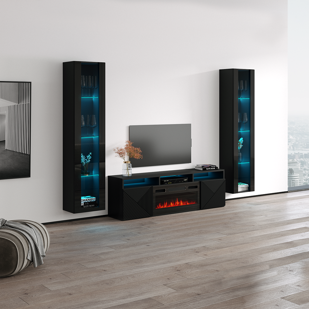 Giza BL-EF Floating Fireplace Entertainment Center - Meble Furniture