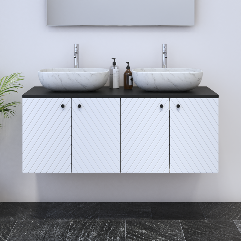 Avela 4D 120 Double Sink Floating Bathroom Vanity - Meble Furniture