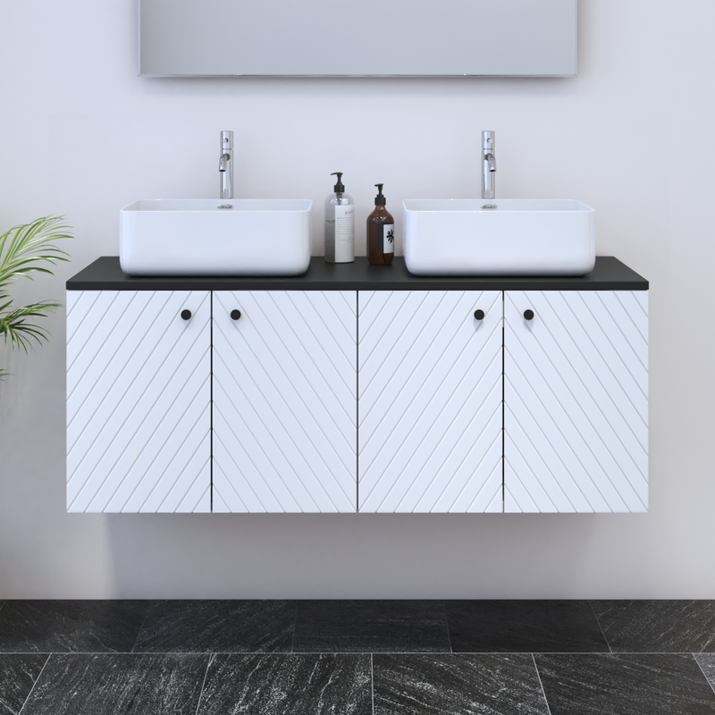 Avela 4D 120 Double Sink Floating Bathroom Vanity - Meble Furniture