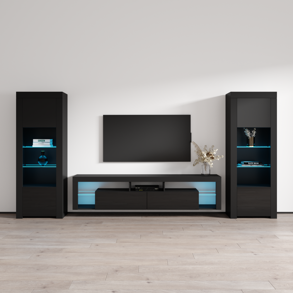 Milano 200 Floating BK BK Entertainment Center Meble Furniture
