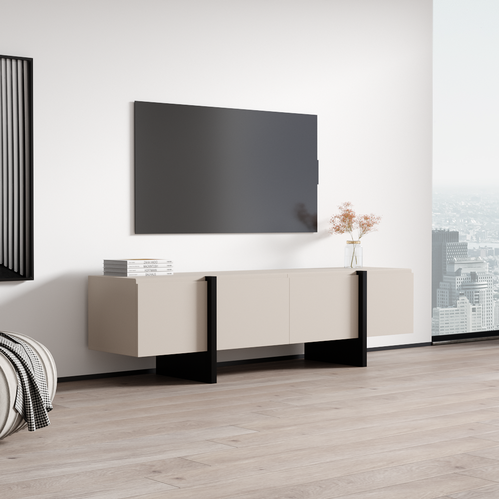 【ACME FURNITURE】 GRANDVIEW TV SHELF Cargo 73 Inch TV Console in Gunmetal Finish by Acme - 91885