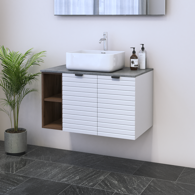 Capri 2D 60 Floating Bathroom Vanity with Shelf - Meble Furniture