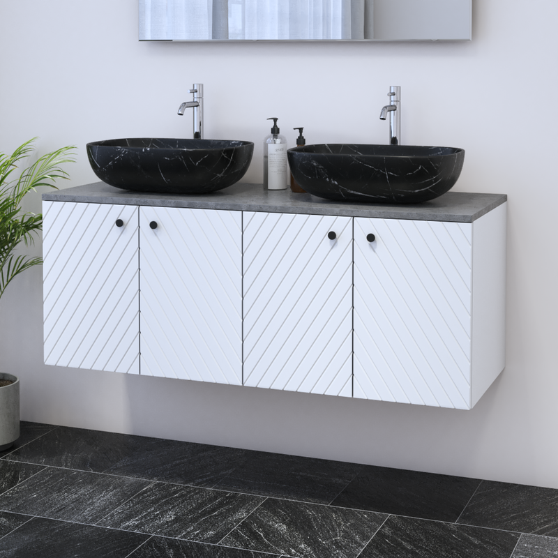 Avela 4D 120 Double Sink Floating Bathroom Vanity - Meble Furniture