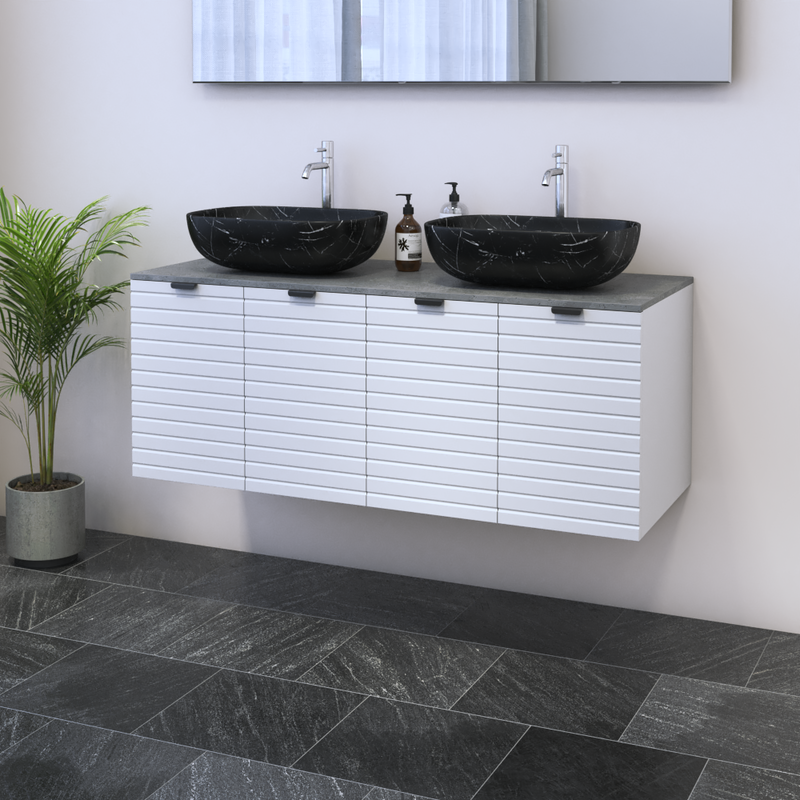 Capri 4D 120 Double Sink Floating Bathroom Vanity - Meble Furniture