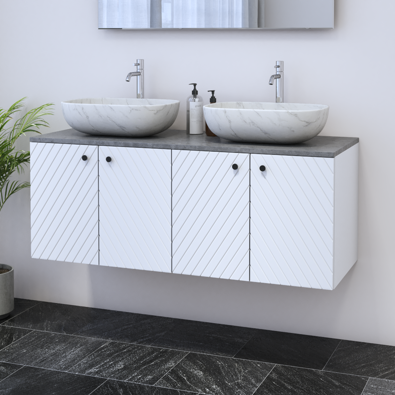 Avela 4D 120 Double Sink Floating Bathroom Vanity - Meble Furniture