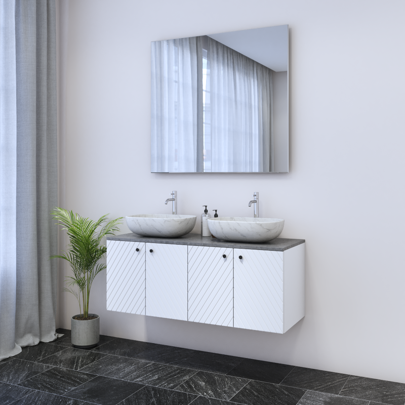 Avela 4D 120 Double Sink Floating Bathroom Vanity - Meble Furniture