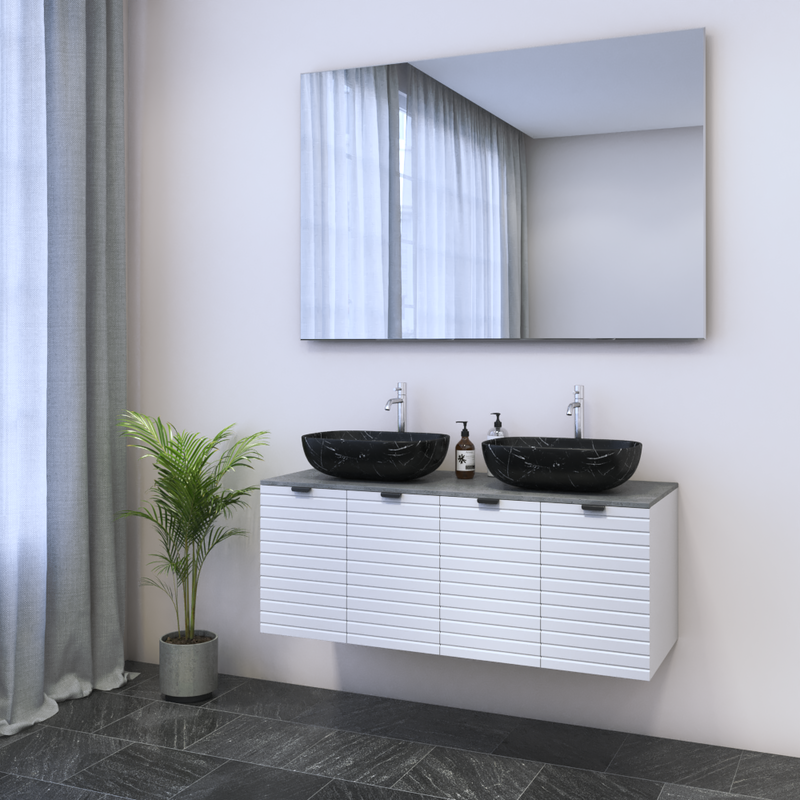 Capri 4D 120 Double Sink Floating Bathroom Vanity - Meble Furniture