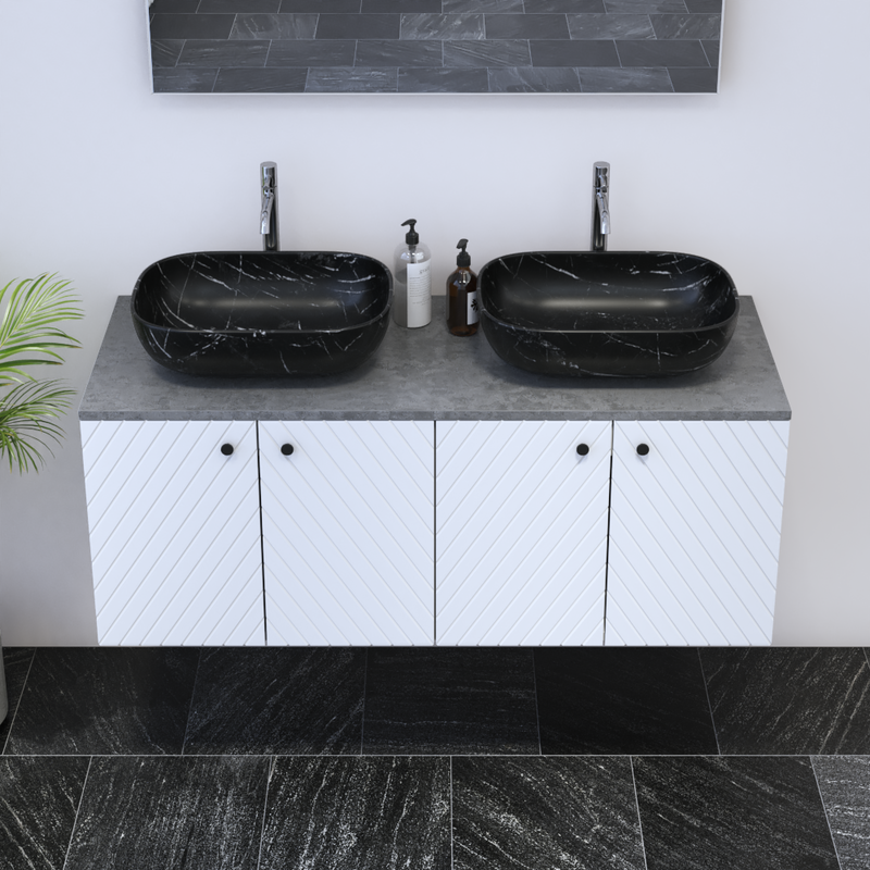 Avela 4D 120 Double Sink Floating Bathroom Vanity - Meble Furniture