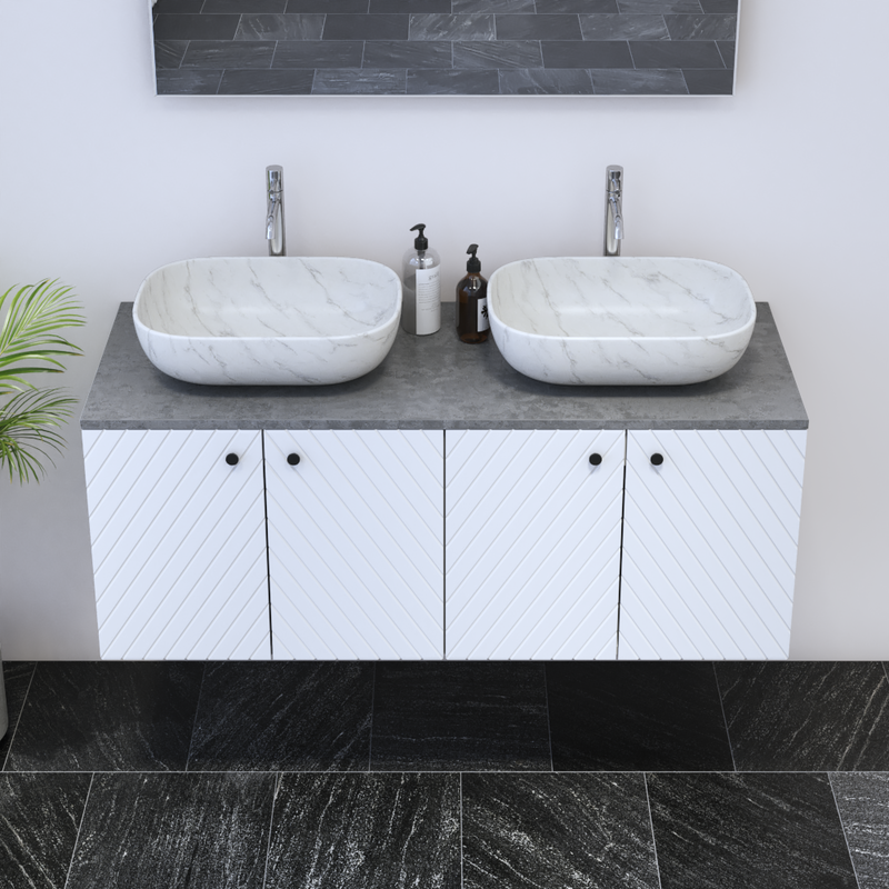 Avela 4D 120 Double Sink Floating Bathroom Vanity - Meble Furniture