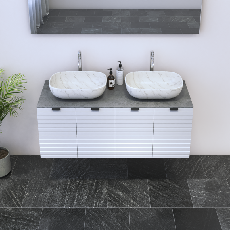 Capri 4D 120 Double Sink Floating Bathroom Vanity - Meble Furniture