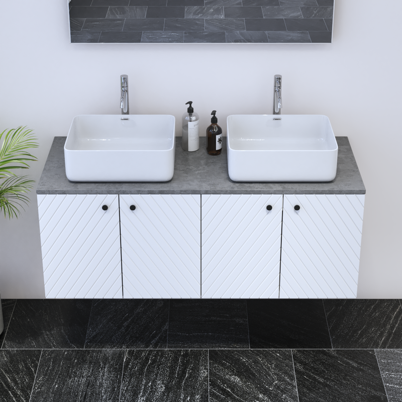Avela 4D 120 Double Sink Floating Bathroom Vanity - Meble Furniture