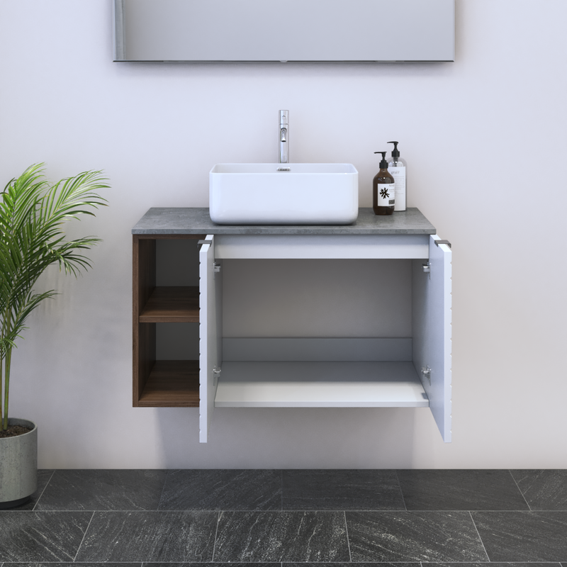 Capri 2D 60 Floating Bathroom Vanity with Shelf - Meble Furniture