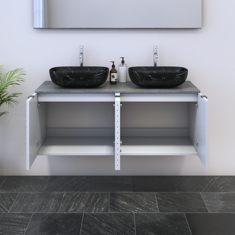 Capri 4D 120 Double Sink Floating Bathroom Vanity - Meble Furniture