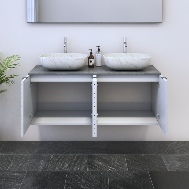 Capri 4D 120 Double Sink Floating Bathroom Vanity - Meble Furniture