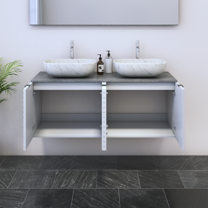 Capri 4D 120 Double Sink Floating Bathroom Vanity - Meble Furniture