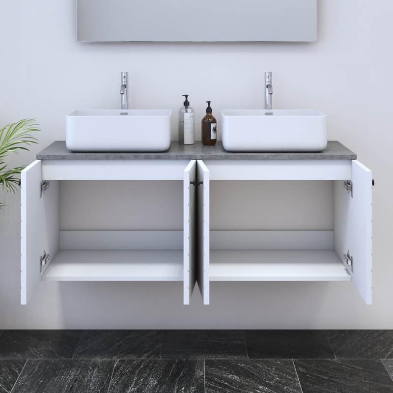 Avela 4D 120 Double Sink Floating Bathroom Vanity - Meble Furniture