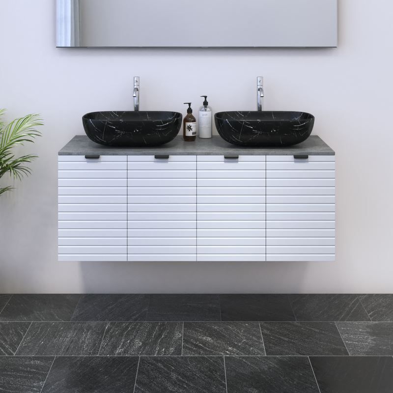 Capri 4D 120 Double Sink Floating Bathroom Vanity - Meble Furniture