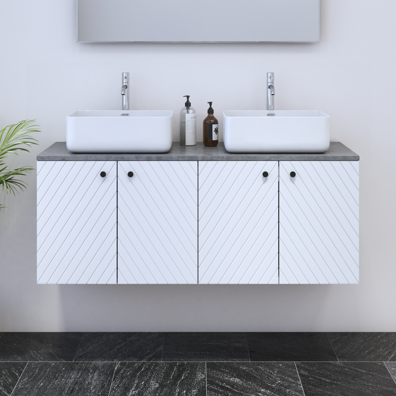 Avela 4D 120 Double Sink Floating Bathroom Vanity - Meble Furniture
