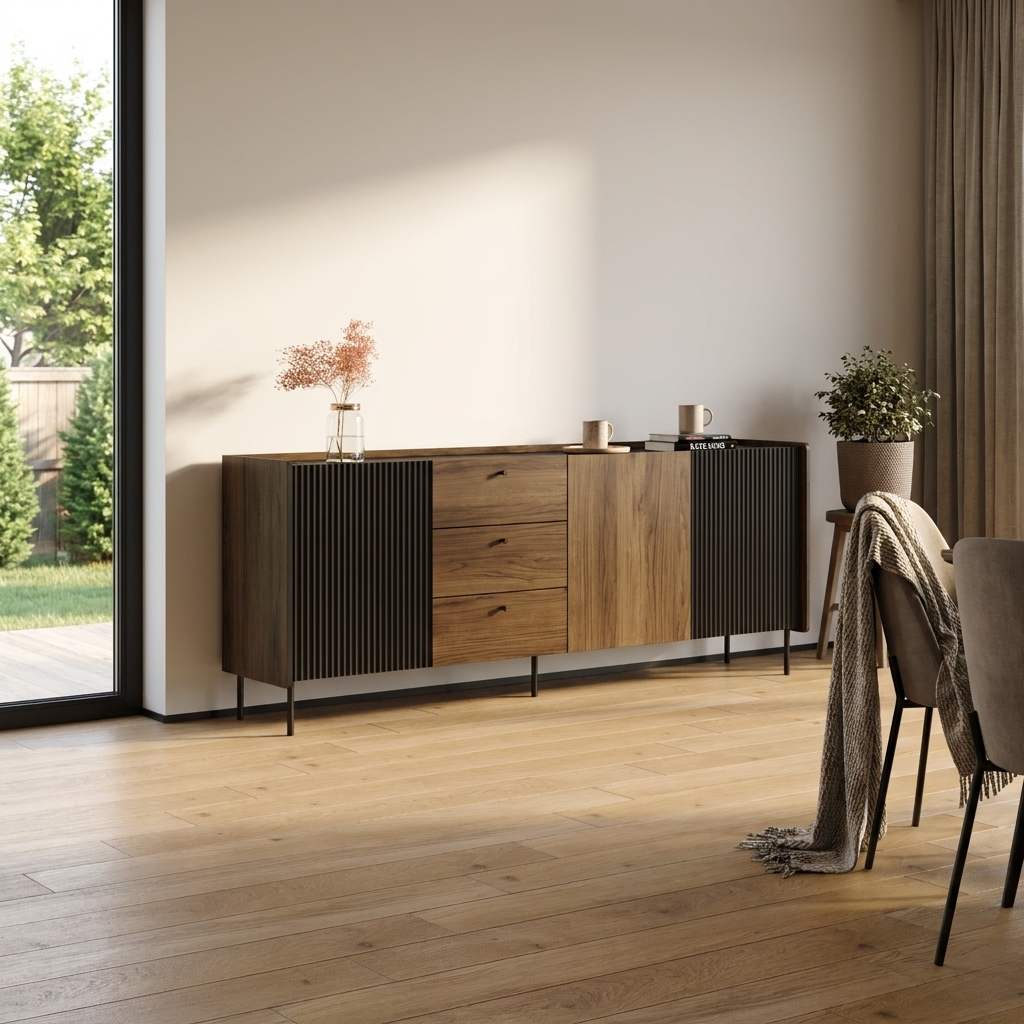 Brandy 3D3S Sideboard, Walnut/Black, photo 2 of 7