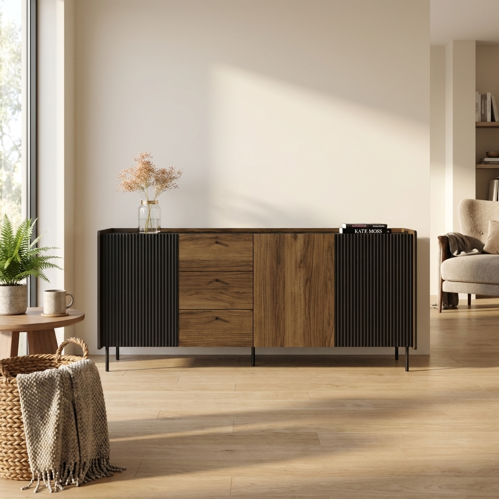 Brandy 3D3S Sideboard, Walnut/Black, photo 5 of 7