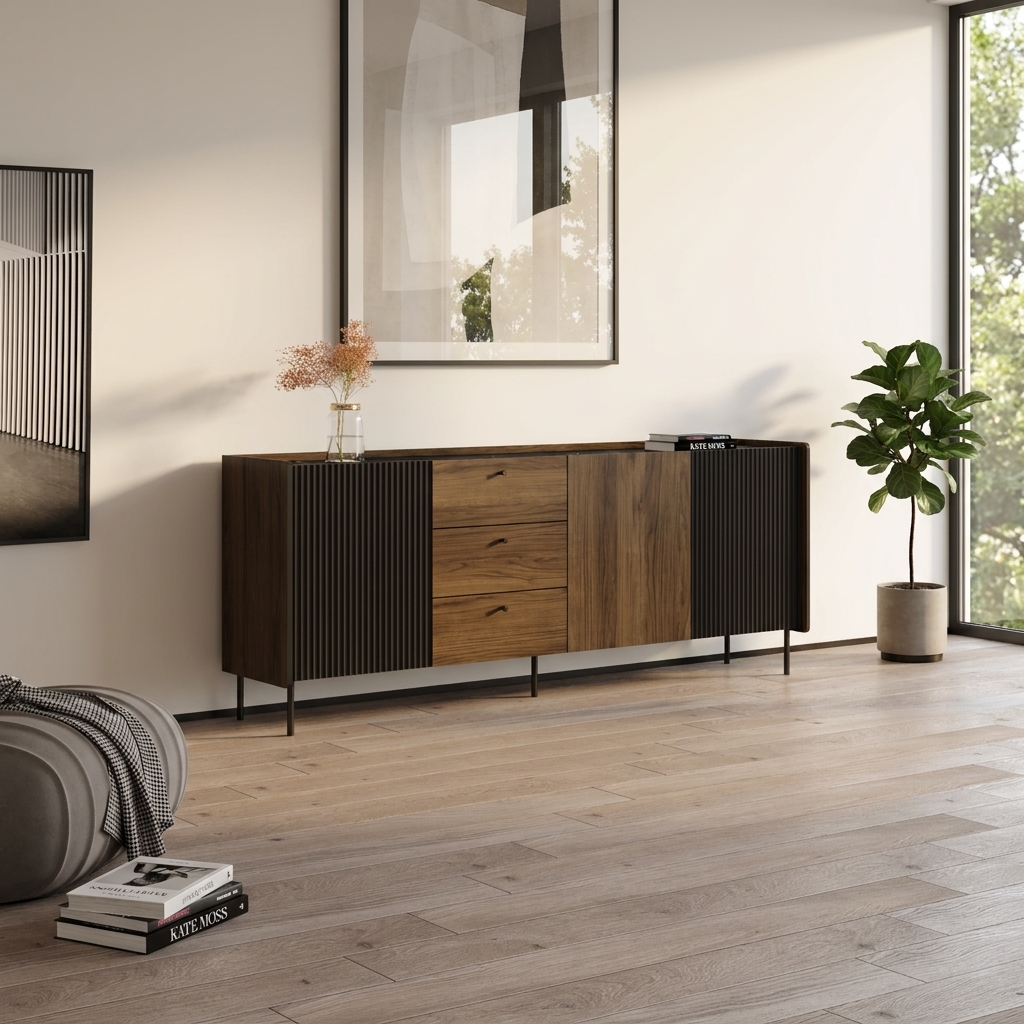 Brandy 3D3S Sideboard, Walnut/Black, photo 6 of 7