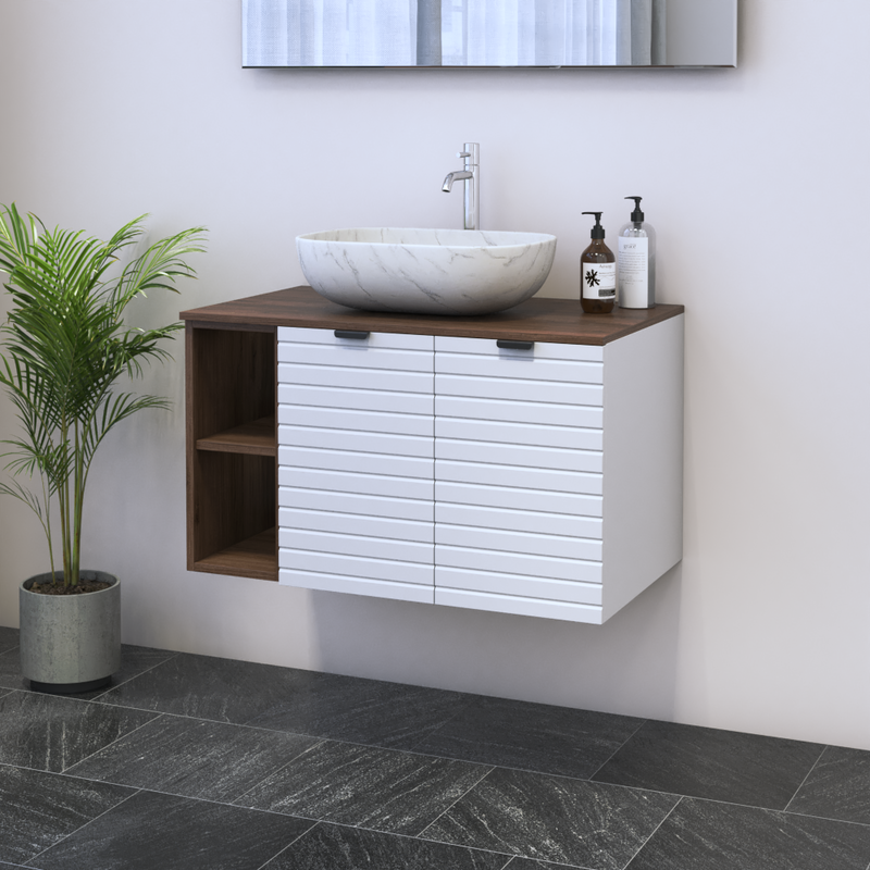 Capri 2D 60 Floating Bathroom Vanity with Shelf - Meble Furniture