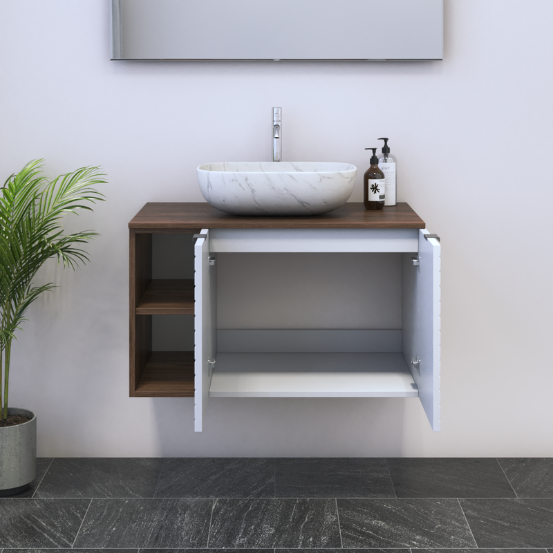 Capri 2D 60 Floating Bathroom Vanity with Shelf - Meble Furniture