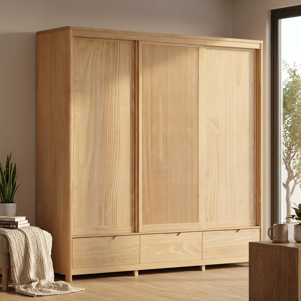 Nest Solid Wood 3D Wardrobe