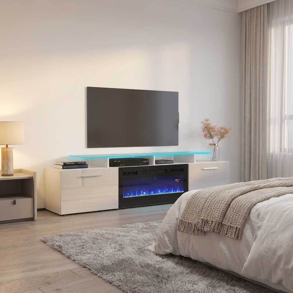 Rova BL-EF Fireplace TV Stand