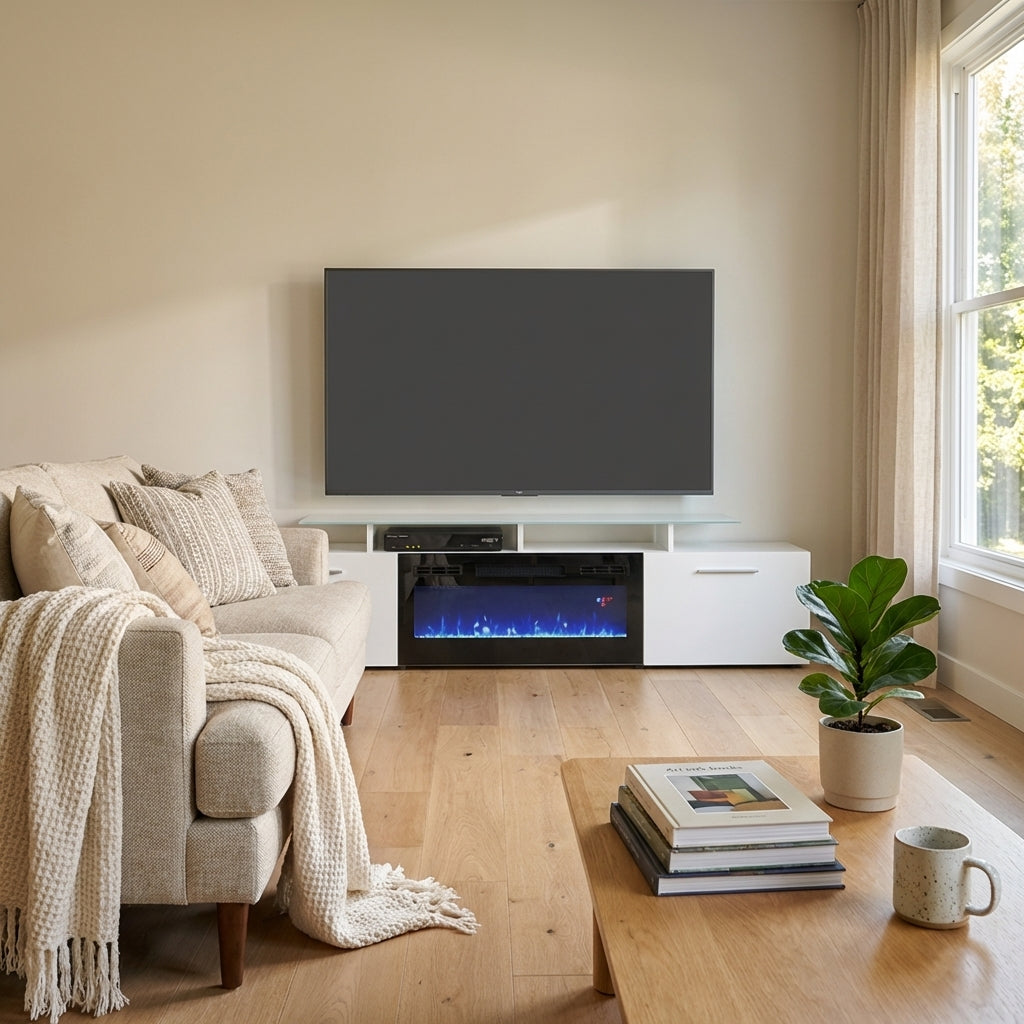 Rova BL-EF Fireplace TV Stand