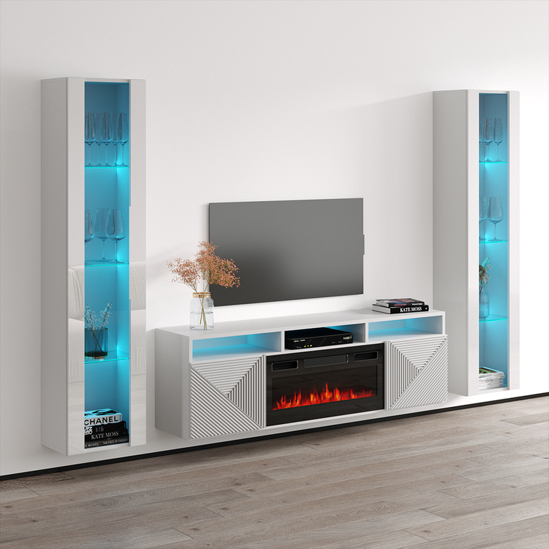 Giza BL-EF Floating Fireplace Entertainment Center - Meble Furniture