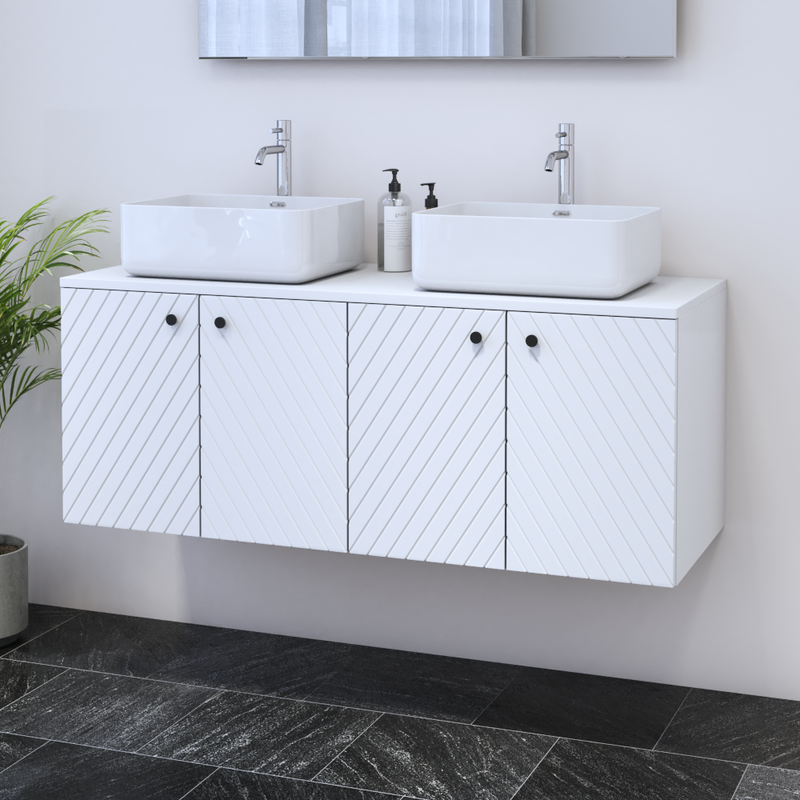 Avela 4D 120 Double Sink Floating Bathroom Vanity - Meble Furniture