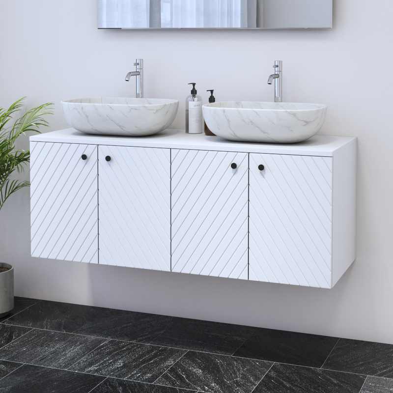 Avela 4D 120 Double Sink Floating Bathroom Vanity - Meble Furniture