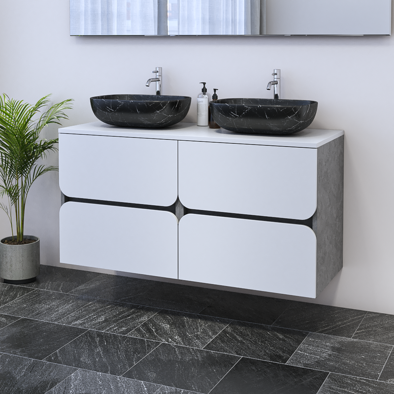 Azurro 4S 120 Double Sink Floating Bathroom Vanity - Meble Furniture