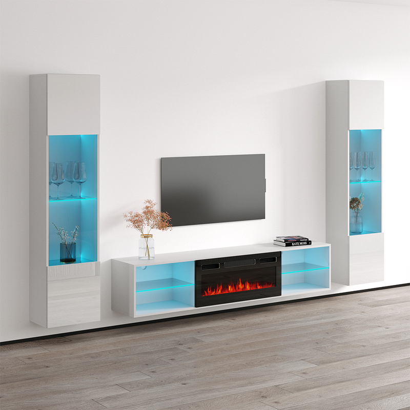 Lima BL-EF Floating Fireplace Entertainment Center - Meble Furniture