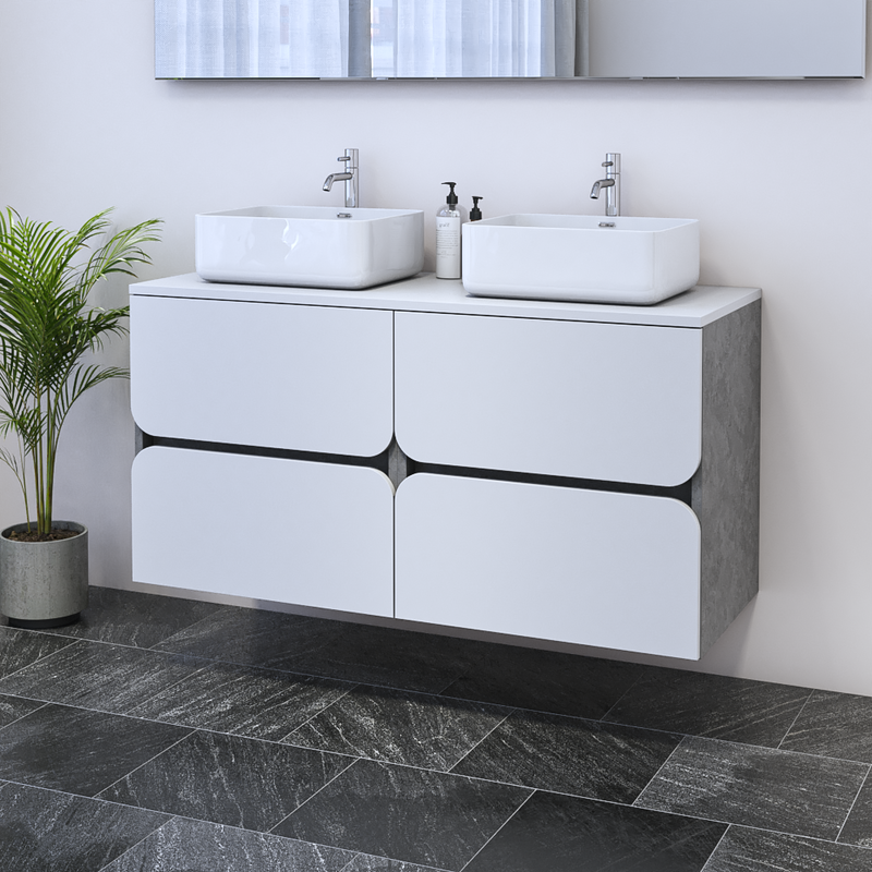 Azurro 4S 120 Double Sink Floating Bathroom Vanity - Meble Furniture