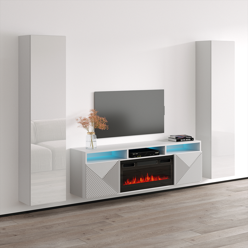 Giza BL-EF Floating Fireplace Entertainment Center - Meble Furniture