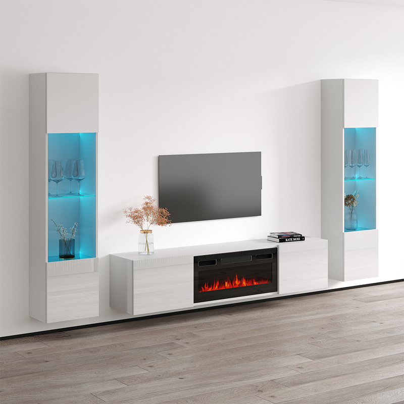 Cali BL-EF Floating Fireplace Entertainment Center - Meble Furniture