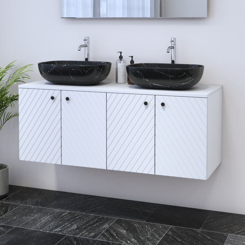 Avela 4D 120 Double Sink Floating Bathroom Vanity - Meble Furniture