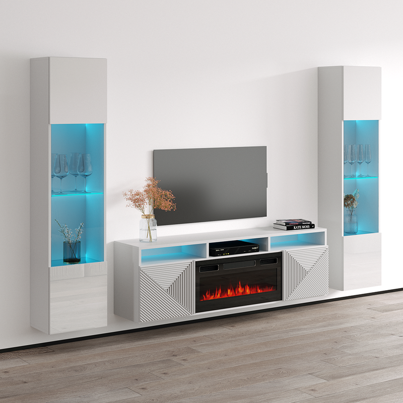 Giza BL-EF Floating Fireplace Entertainment Center - Meble Furniture