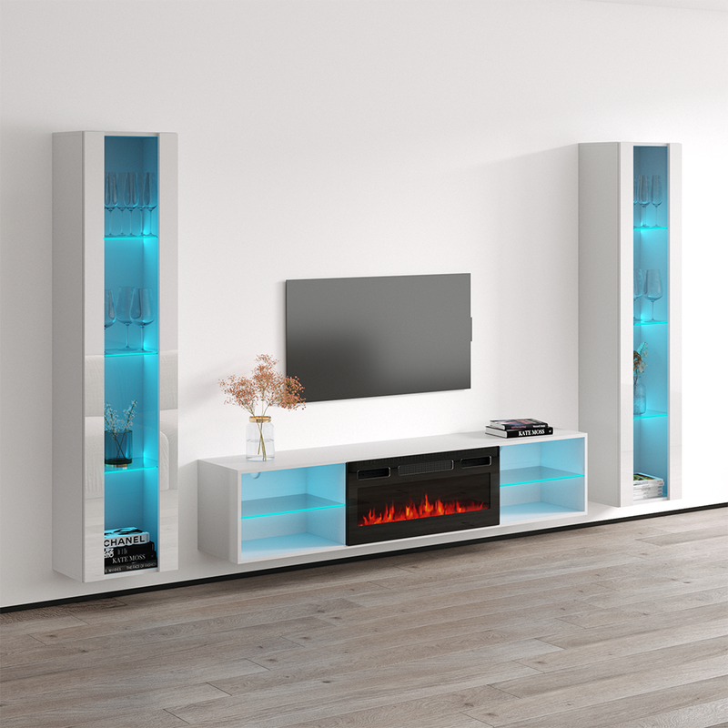 Lima BL-EF Floating Fireplace Entertainment Center - Meble Furniture