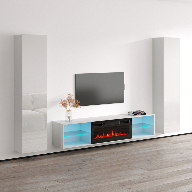Lima BL-EF Floating Fireplace Entertainment Center - Meble Furniture