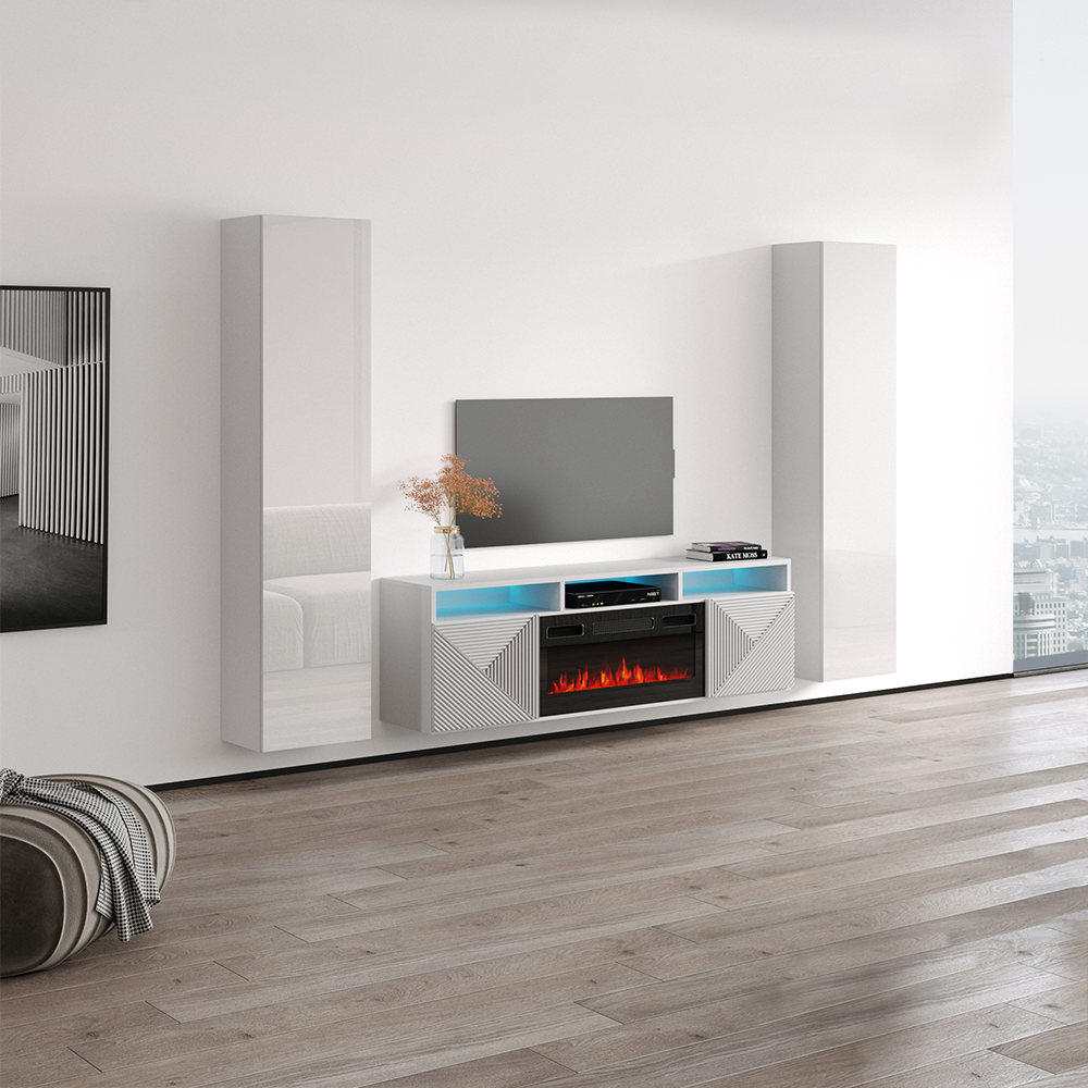 Giza BL-EF Floating Fireplace Entertainment Center - Meble Furniture