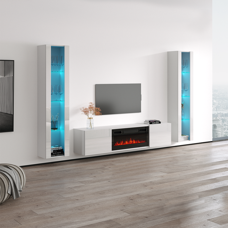 Cali BL-EF Floating Fireplace Entertainment Center - Meble Furniture