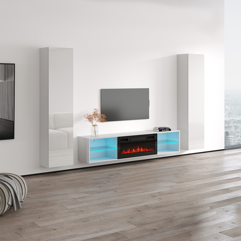 Lima BL-EF Floating Fireplace Entertainment Center - Meble Furniture