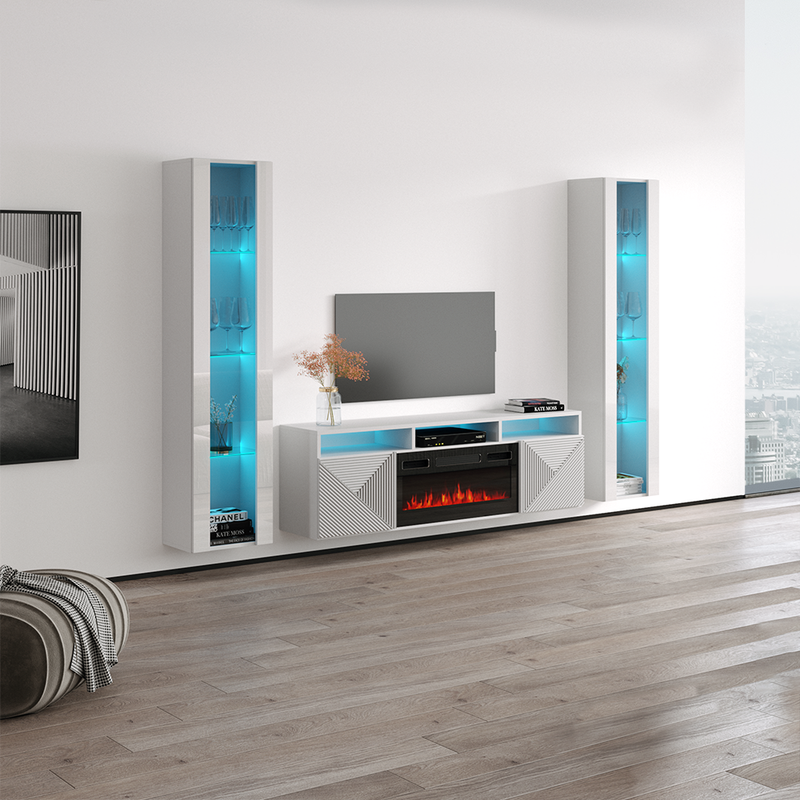 Giza BL-EF Floating Fireplace Entertainment Center - Meble Furniture