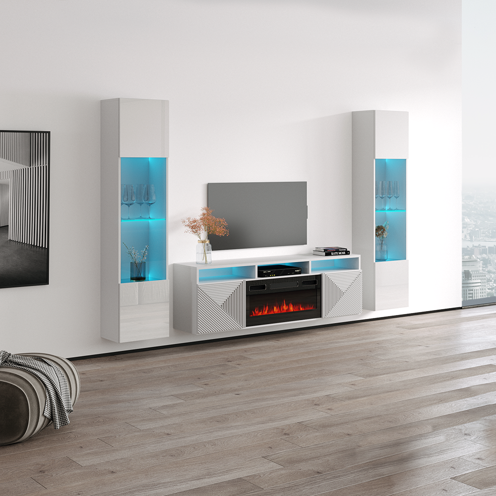 Giza BL-EF Floating Fireplace Entertainment Center - Meble Furniture