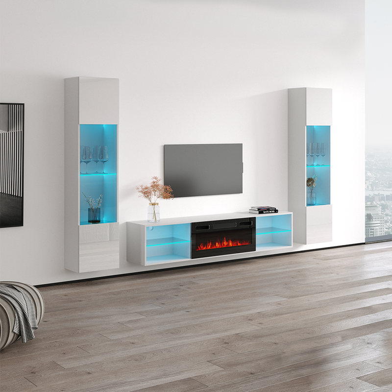 Lima BL-EF Floating Fireplace Entertainment Center - Meble Furniture